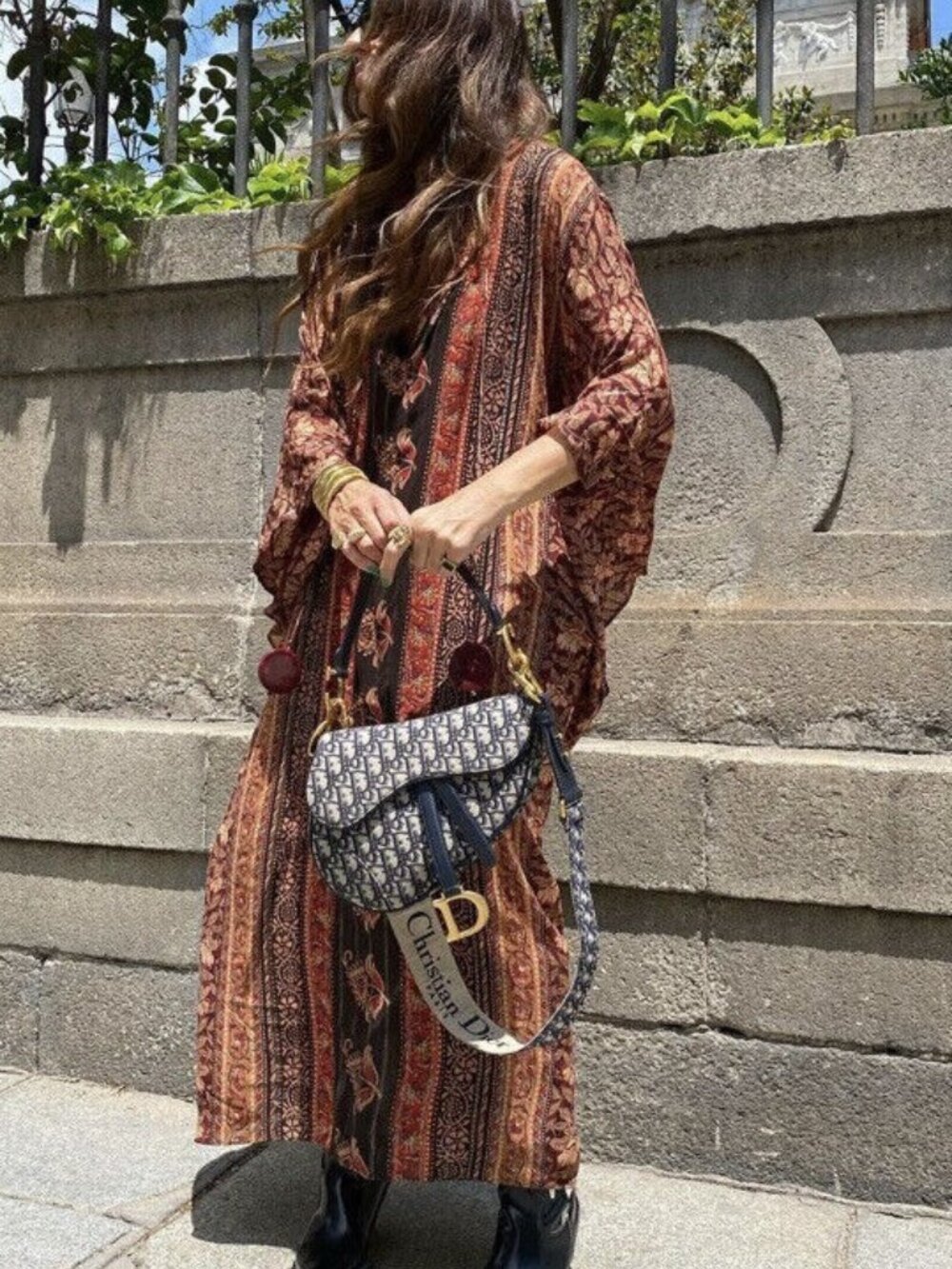 Zara Boho Floral & Striped Maxi Kaftan Long Dress, M - Picture 5 of 15